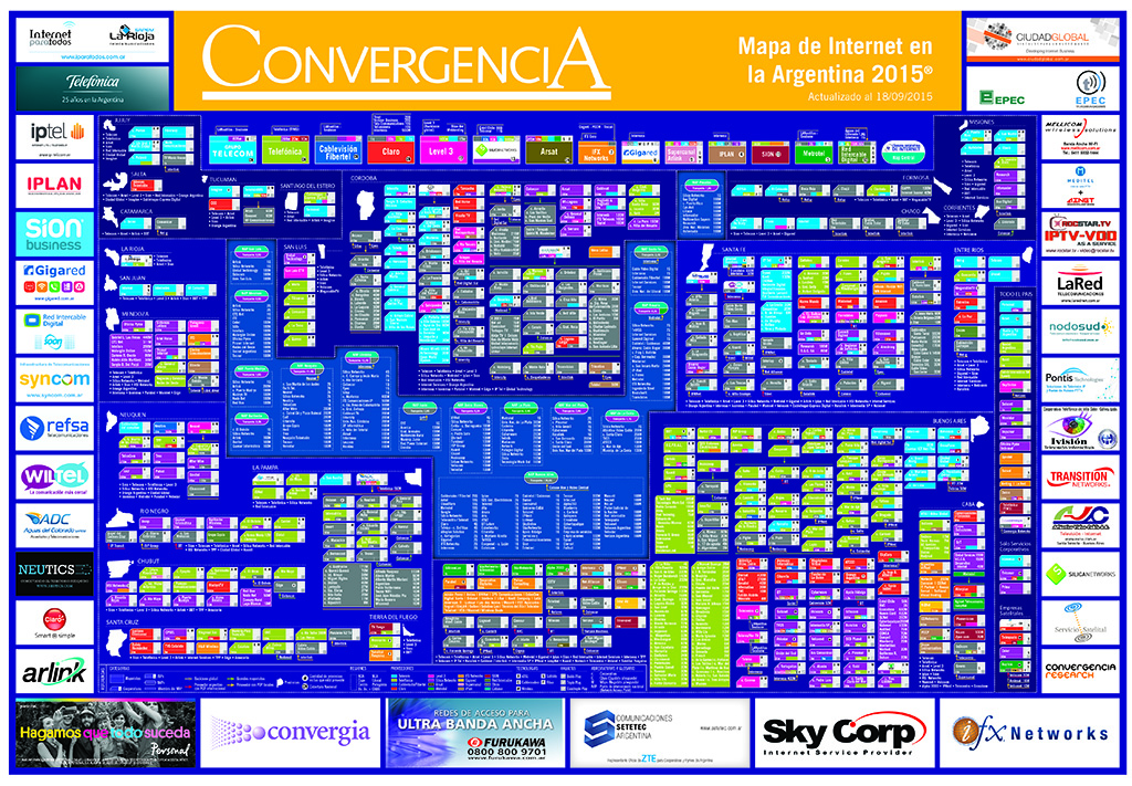 Mapa de Internet en la Argentina 2015 - Crédito: © 2015 Grupo Convergencia